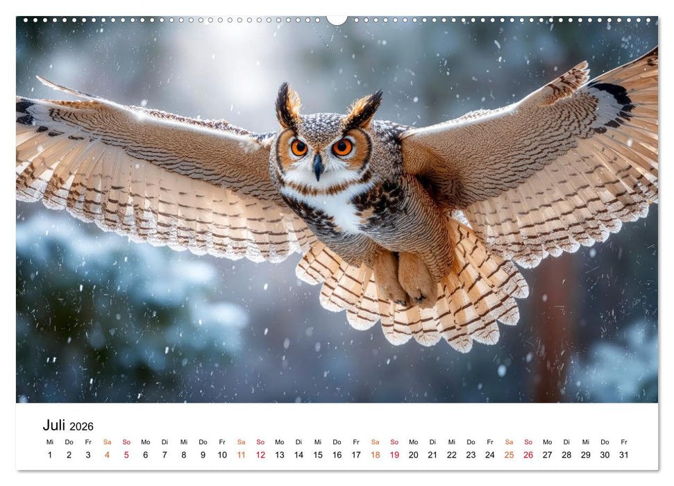 Eulen - Augen der Wildnis (CALVENDO Premium Wandkalender 2026)