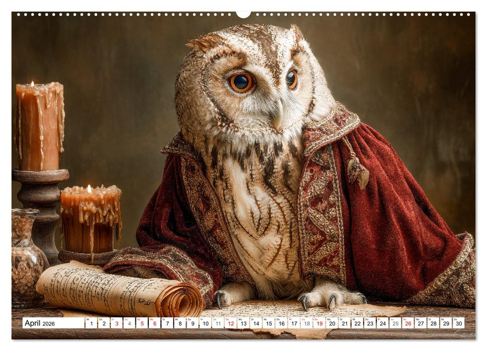 KÖNIGLICHE TIERE - Majestätische Tierportraits im Adel-Look (CALVENDO Premium Wandkalender 2026)