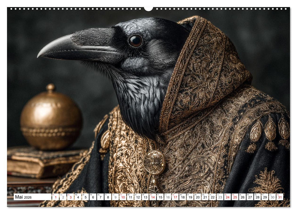 KÖNIGLICHE TIERE - Majestätische Tierportraits im Adel-Look (CALVENDO Premium Wandkalender 2026)