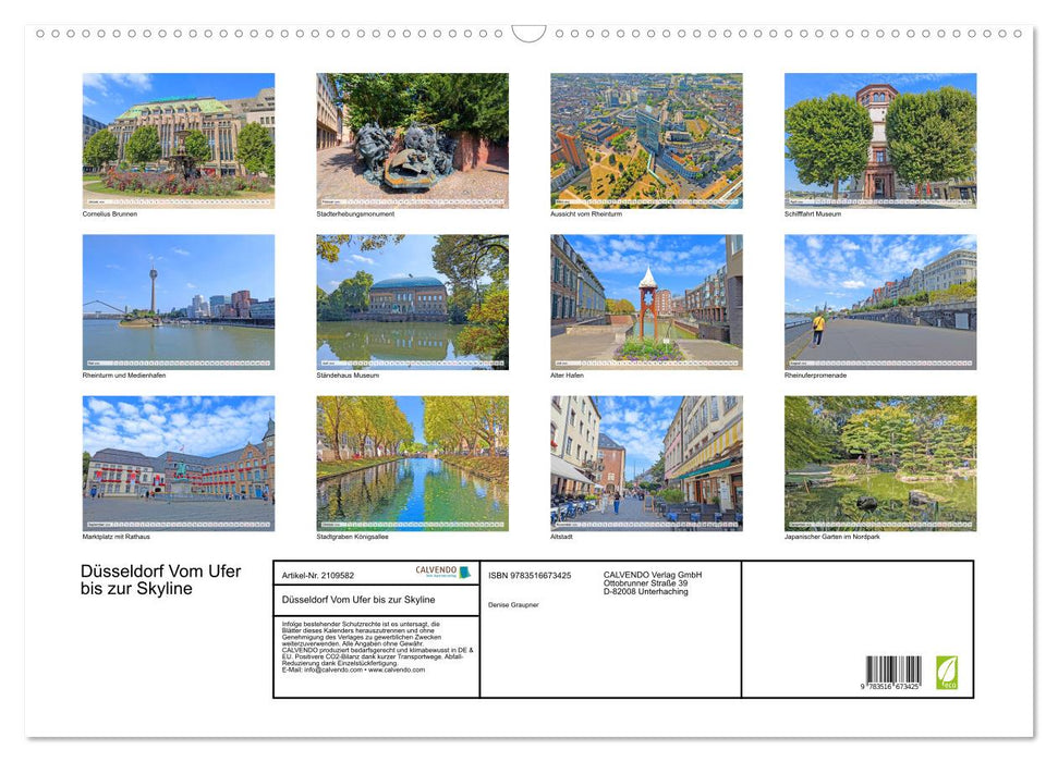 Düsseldorf Vom Ufer bis zur Skyline (CALVENDO Wandkalender 2026)