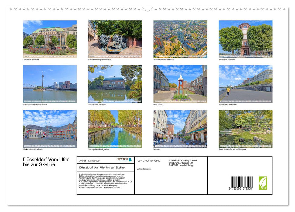 Düsseldorf Vom Ufer bis zur Skyline (CALVENDO Premium Wandkalender 2026)