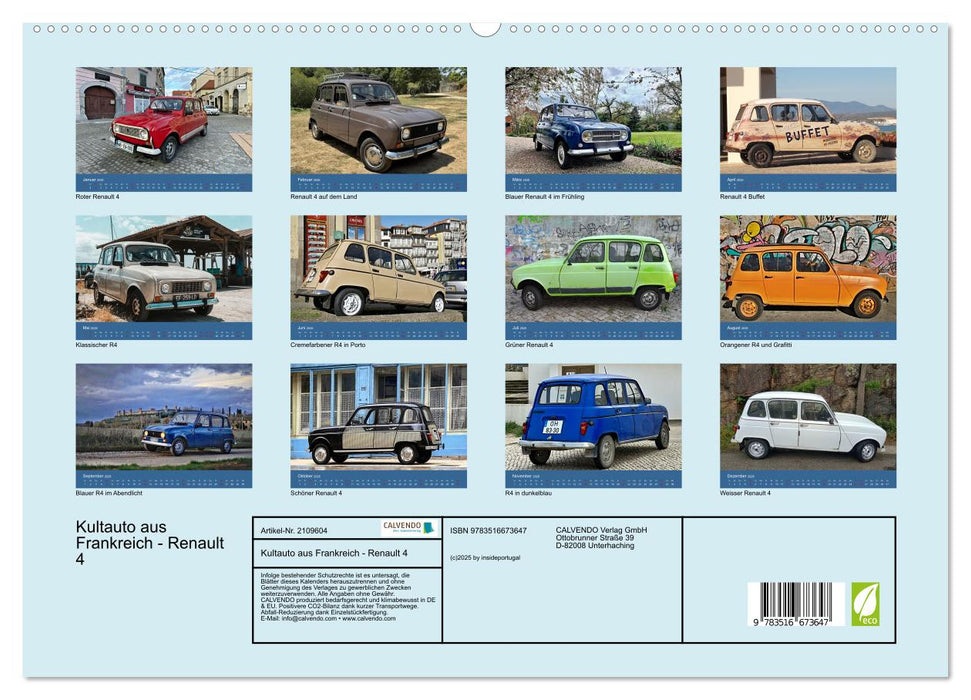 Kultauto aus Frankreich - Renault 4 (CALVENDO Premium Wandkalender 2026)
