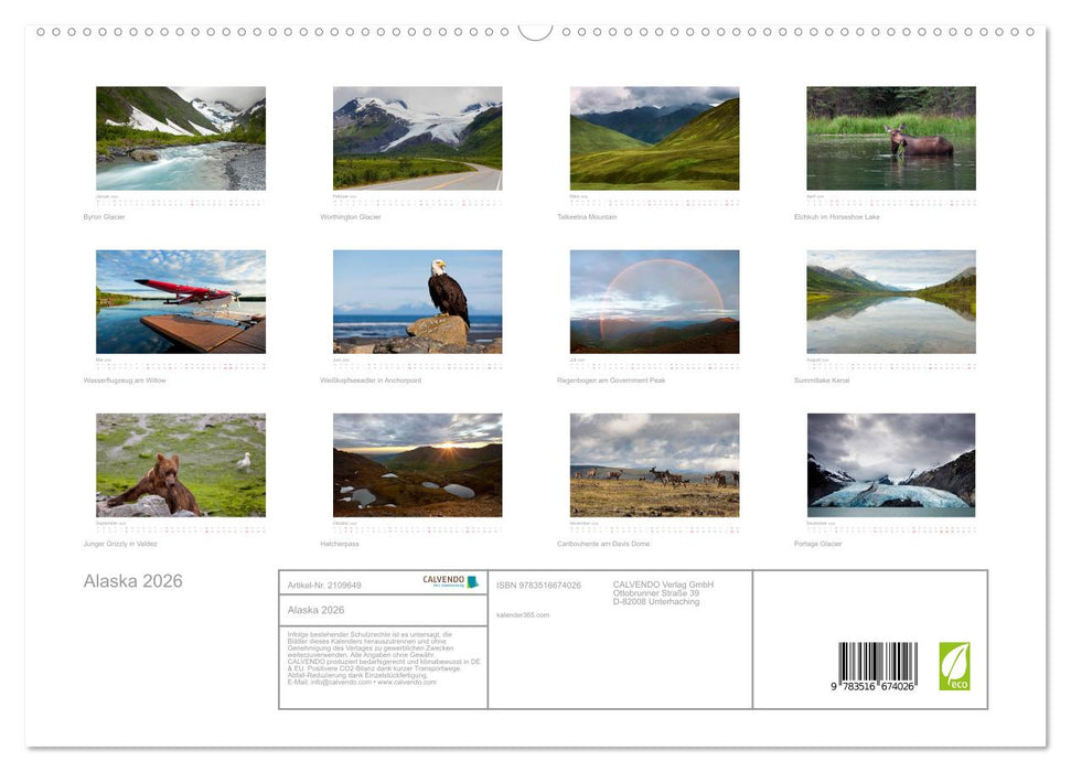Alaska 2026 (CALVENDO Premium Wandkalender 2026)