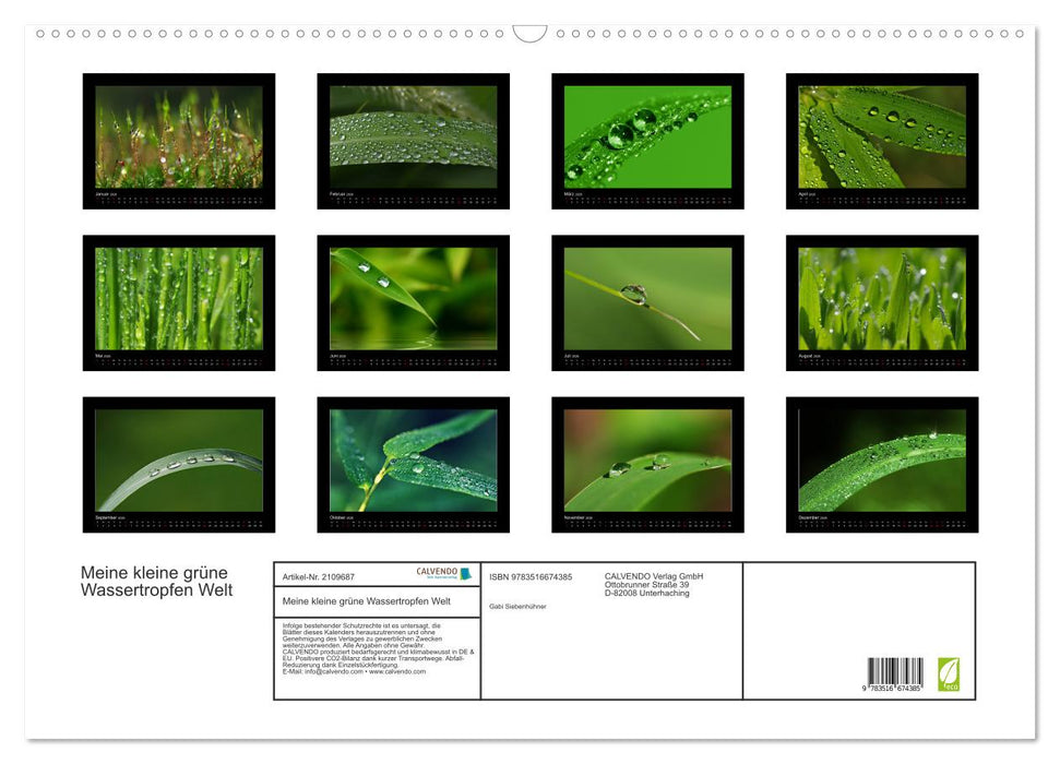 Meine kleine grüne Wassertropfen Welt (CALVENDO Wandkalender 2026)