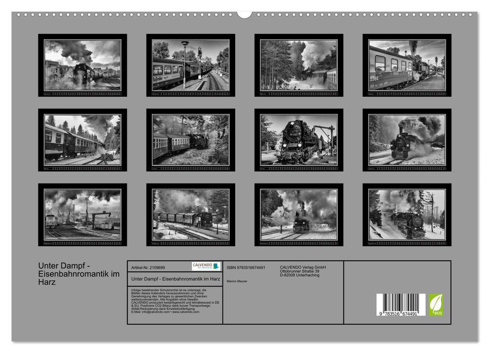 Unter Dampf - Eisenbahnromantik im Harz (CALVENDO Premium Wandkalender 2026)