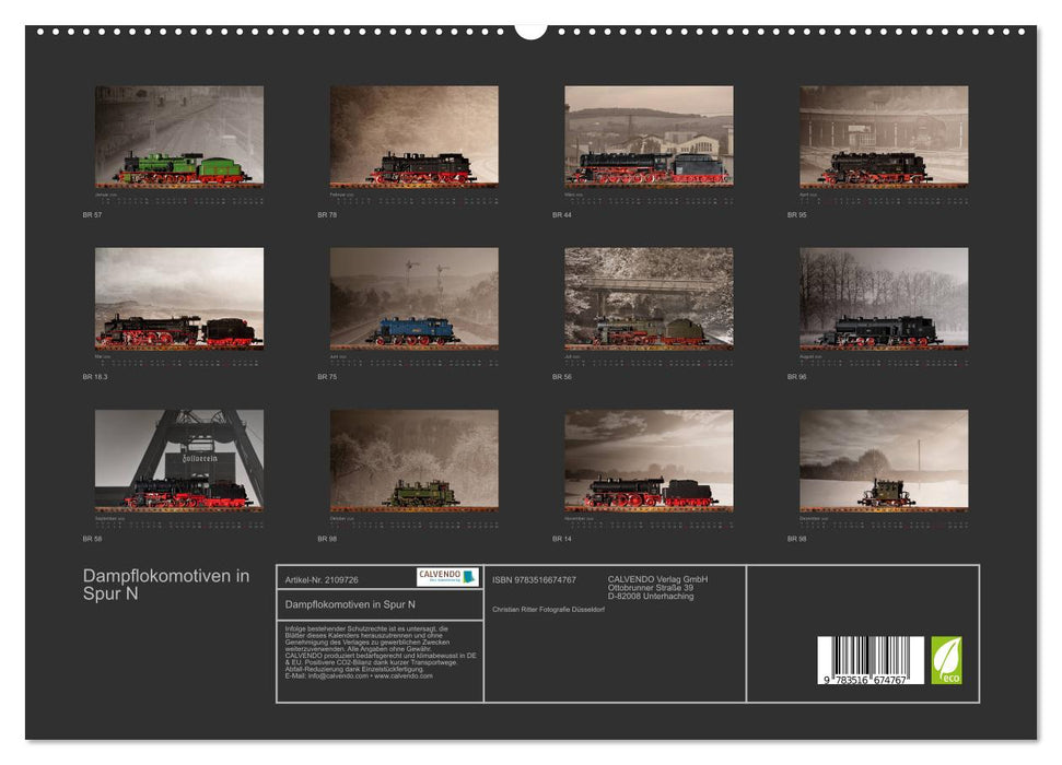 Dampflokomotiven in Spur N (CALVENDO Premium Wandkalender 2026)
