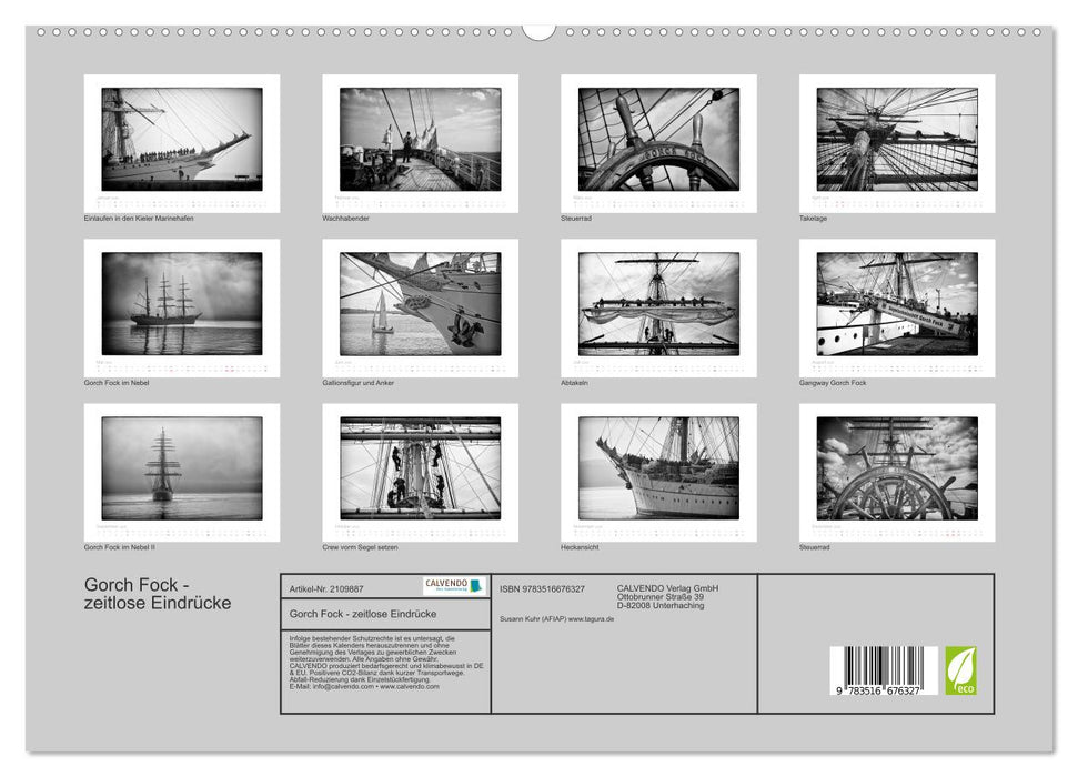 Gorch Fock - zeitlose Eindrücke (CALVENDO Premium Wandkalender 2026)