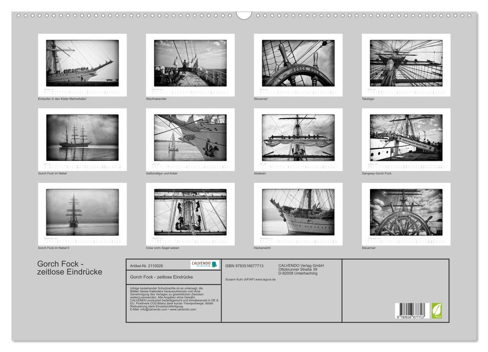 Gorch Fock - zeitlose Eindrücke (CALVENDO Wandkalender 2026)