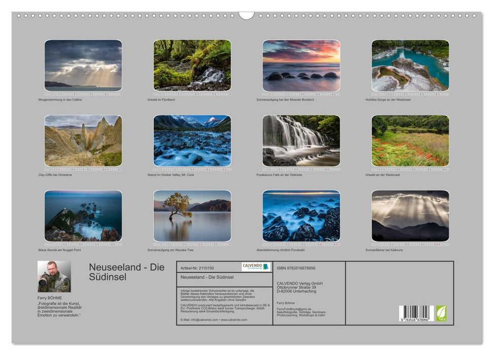 Neuseeland - Die Südinsel (CALVENDO Wandkalender 2026)