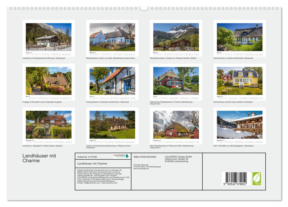 Landhäuser mit Charme (CALVENDO Premium Wandkalender 2026)