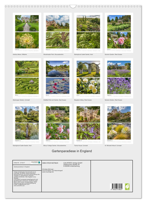 Gartenparadiese in England (CALVENDO Wandkalender 2026)