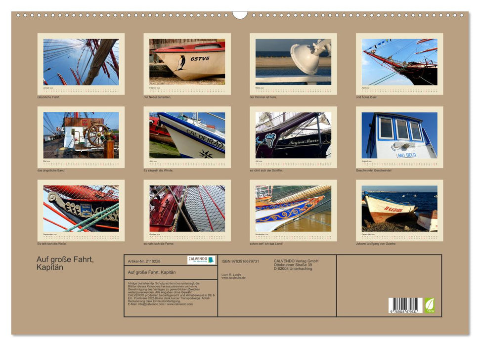 Auf große Fahrt, Kapitän (CALVENDO Wandkalender 2026)