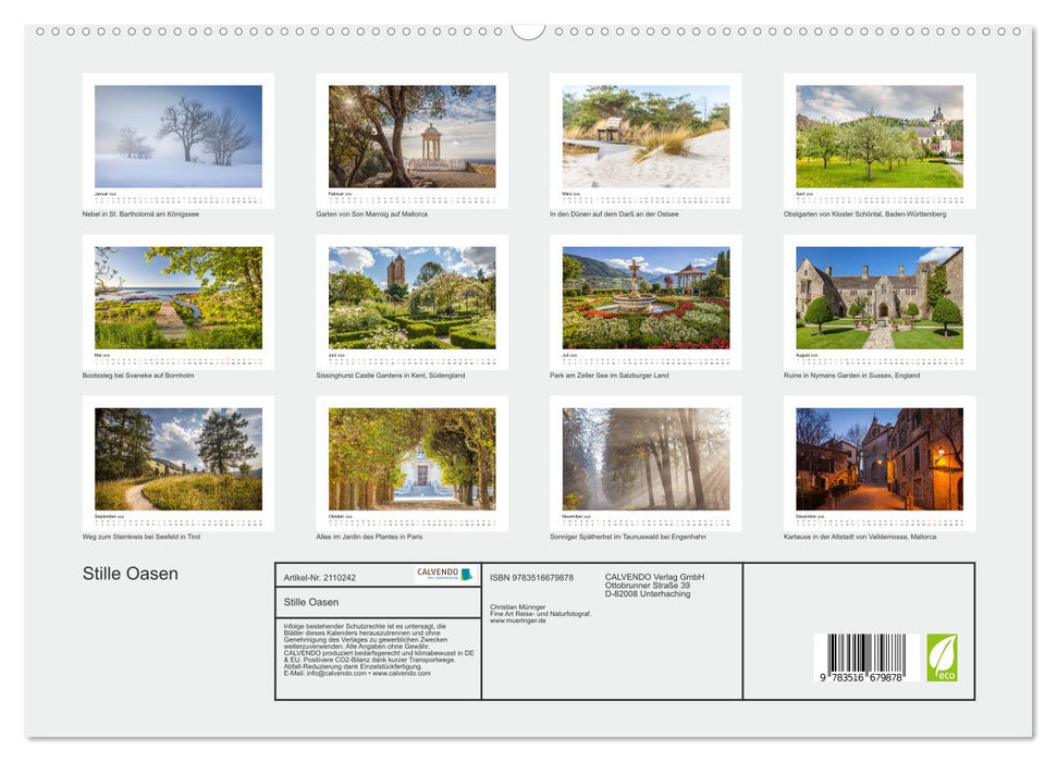 Stille Oasen (CALVENDO Premium Wandkalender 2026)