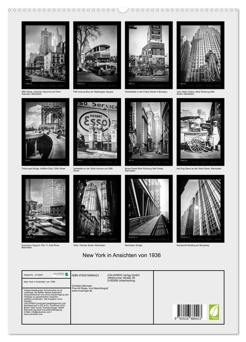 New York in Ansichten von 1936 (CALVENDO Premium Wandkalender 2026)