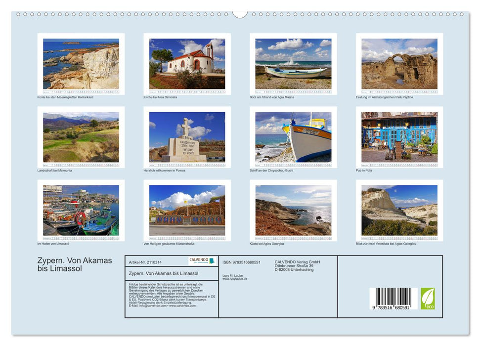 Zypern. Von Akamas bis Limassol (CALVENDO Premium Wandkalender 2026)