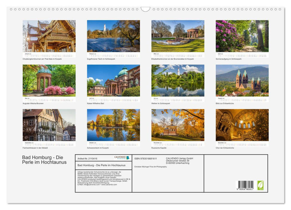 Bad Homburg - Die Perle im Hochtaunus (CALVENDO Wandkalender 2026)