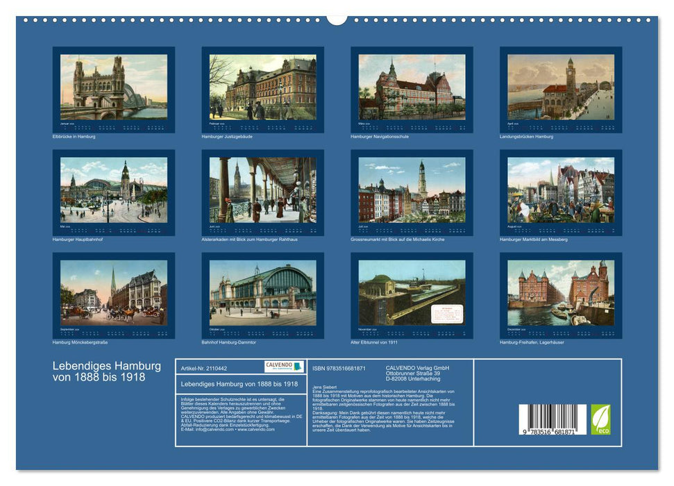 Lebendiges Hamburg von 1888 bis 1918 (CALVENDO Premium Wandkalender 2026)