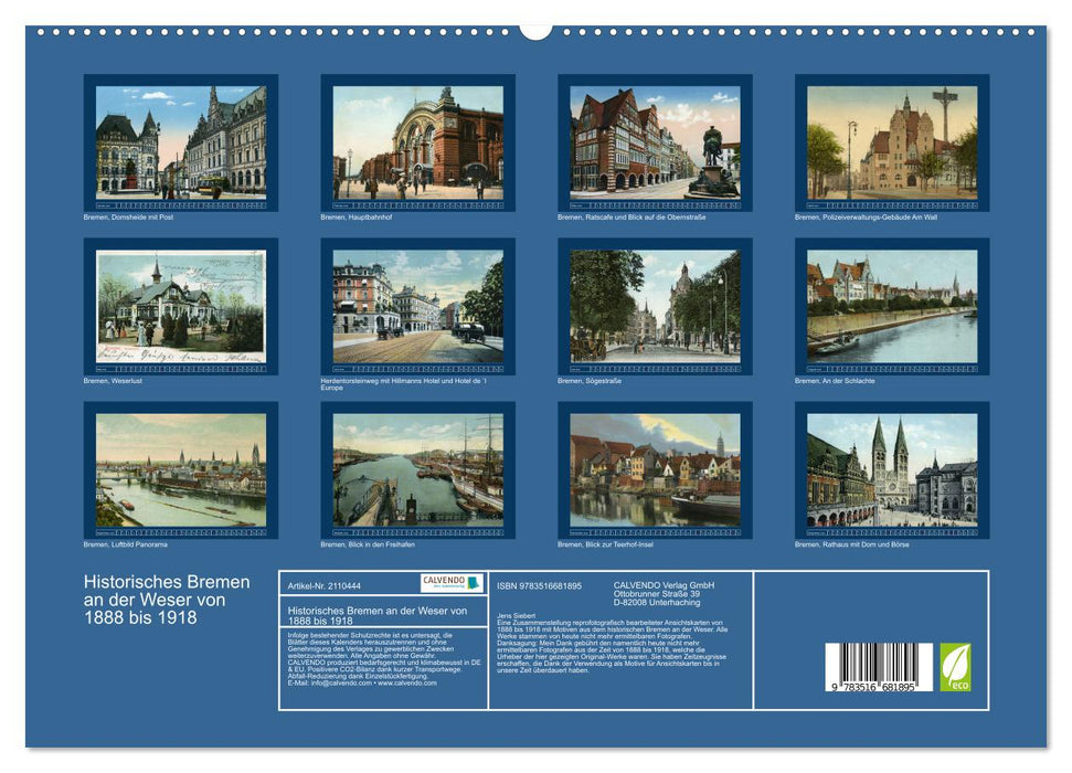 Historisches Bremen an der Weser von 1888 bis 1918 (CALVENDO Premium Wandkalender 2026)