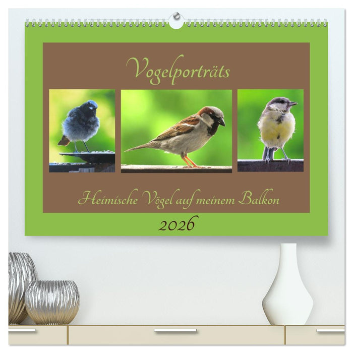 Vogelporträts - Heimische Vögel auf meinem Balkon (CALVENDO Premium Wandkalender 2026)