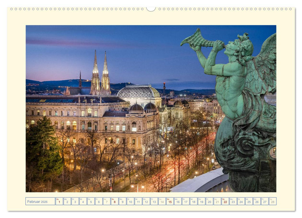 An der schönen blauen Donau - Ein Spaziergang in Wien (CALVENDO Premium Wandkalender 2026)
