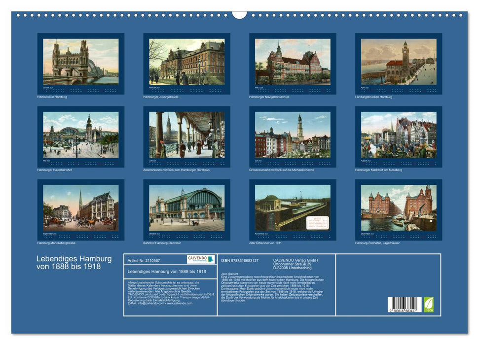 Lebendiges Hamburg von 1888 bis 1918 (CALVENDO Wandkalender 2026)