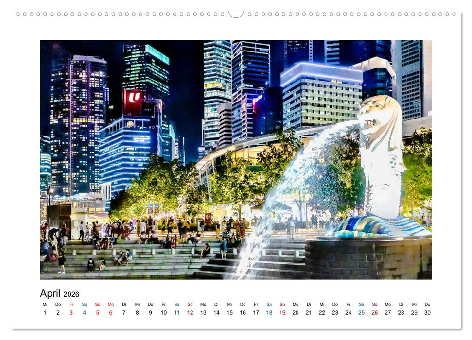 Singapur - Asiatische Metropole bei Nacht (CALVENDO Premium Wandkalender 2026)