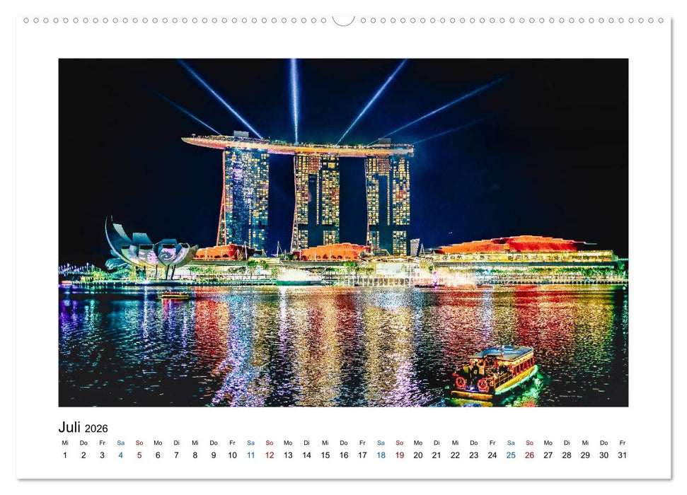 Singapur - Asiatische Metropole bei Nacht (CALVENDO Premium Wandkalender 2026)