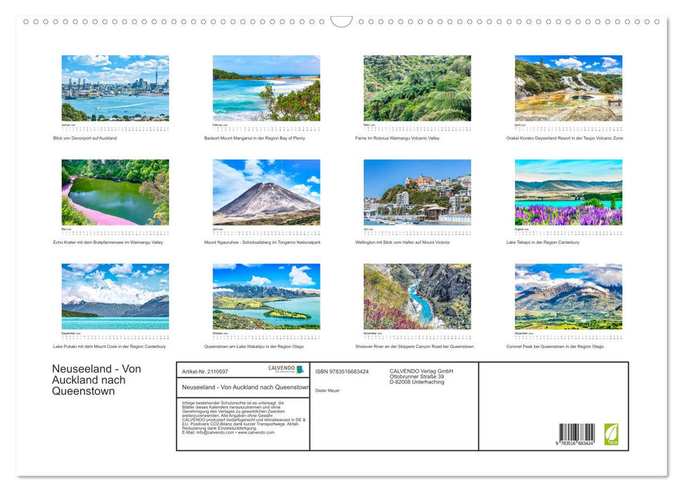 Neuseeland - Von Auckland nach Queenstown (CALVENDO Wandkalender 2026)