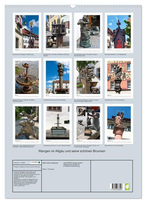 Wangen im Allgäu und seine schönen Brunnen (CALVENDO Wandkalender 2026)