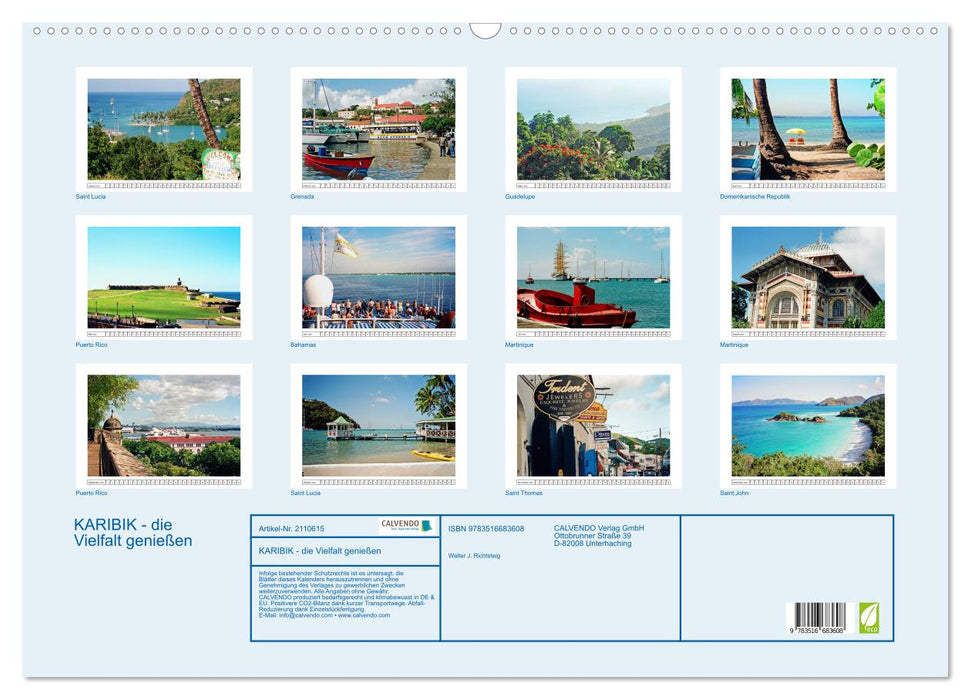 KARIBIK - die Vielfalt genießen (CALVENDO Wandkalender 2026)