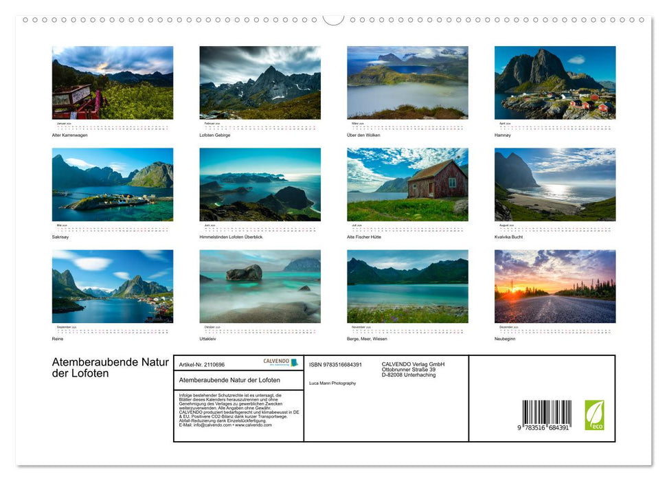 Atemberaubende Natur der Lofoten (CALVENDO Premium Wandkalender 2026)