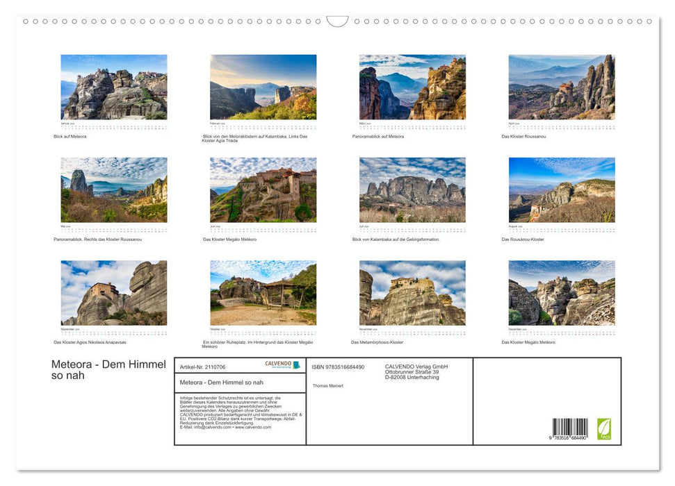 Meteora - Dem Himmel so nah (CALVENDO Wandkalender 2026)