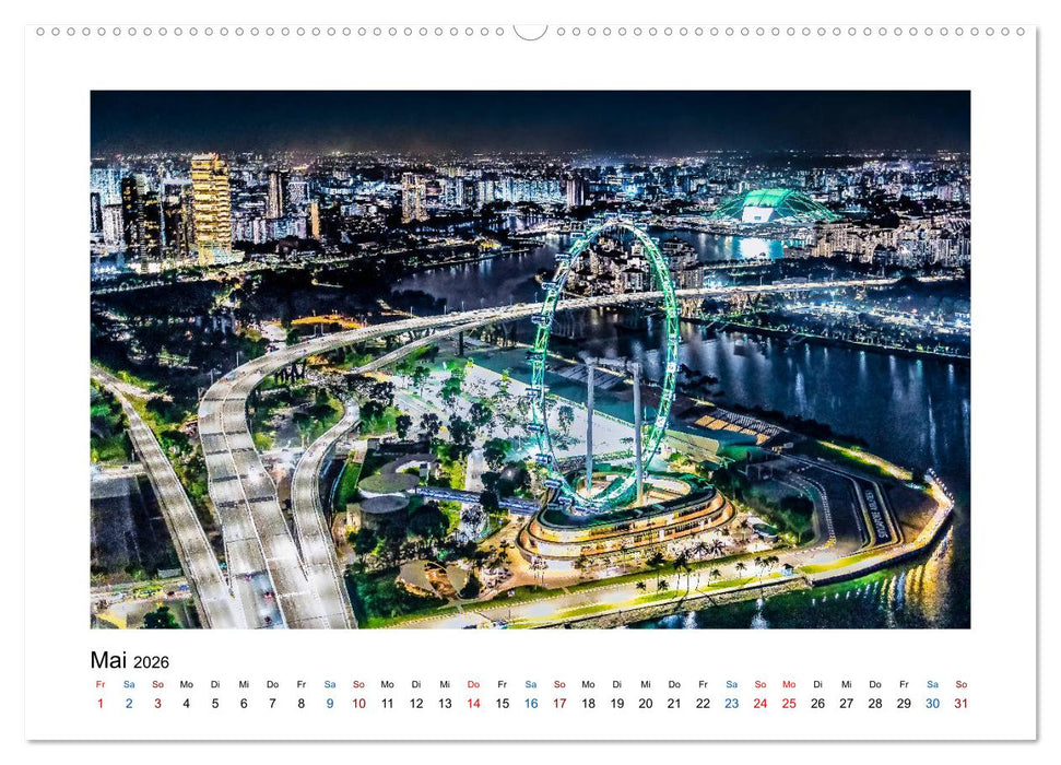 Singapur - Asiatische Metropole bei Nacht (CALVENDO Wandkalender 2026)