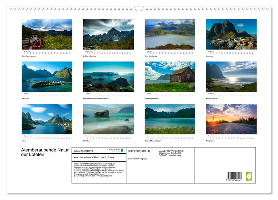 Atemberaubende Natur der Lofoten (CALVENDO Wandkalender 2026)