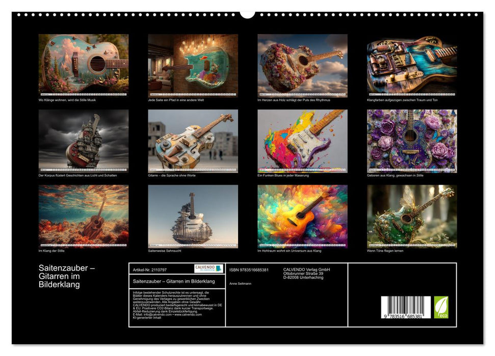Saitenzauber – Gitarren im Bilderklang (CALVENDO Premium Wandkalender 2026)