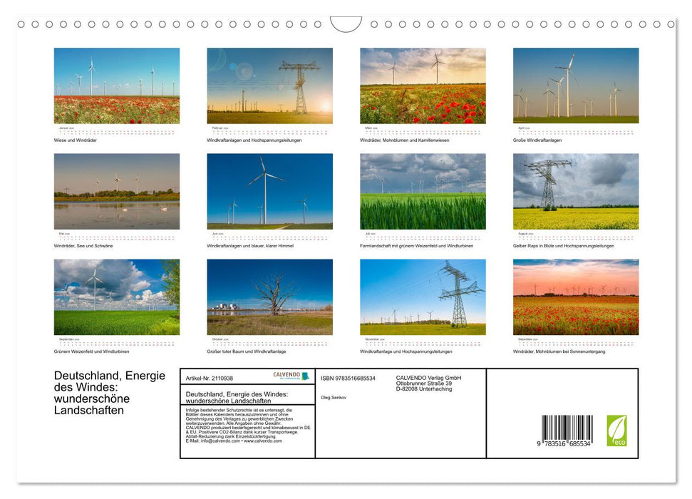 Deutschland, Energie des Windes: wunderschöne Landschaften (CALVENDO Wandkalender 2026)