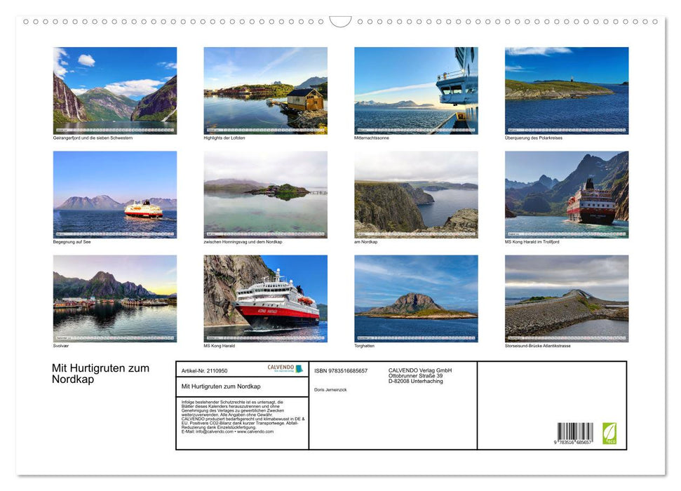 Mit Hurtigruten zum Nordkap (CALVENDO Wandkalender 2026)