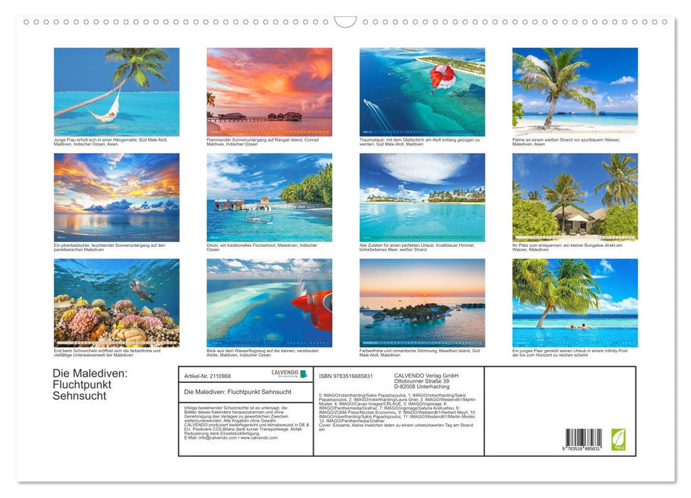Die Malediven: Fluchtpunkt Sehnsucht (CALVENDO Wandkalender 2026)
