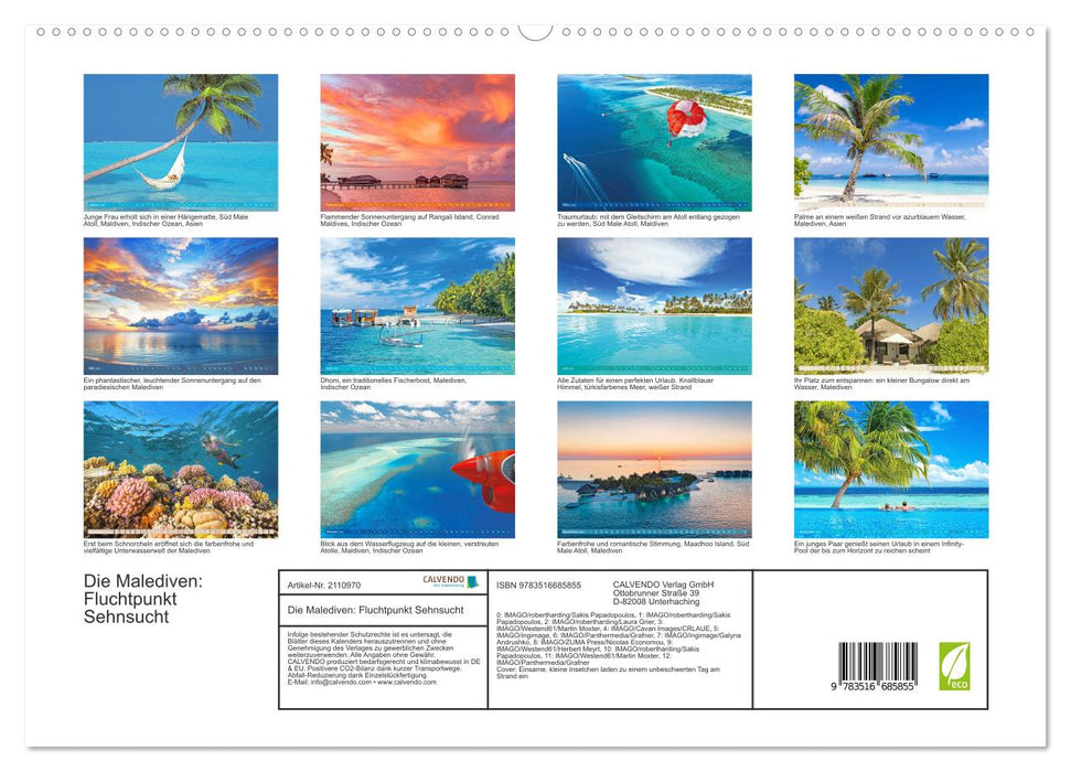 Die Malediven: Fluchtpunkt Sehnsucht (CALVENDO Premium Wandkalender 2026)