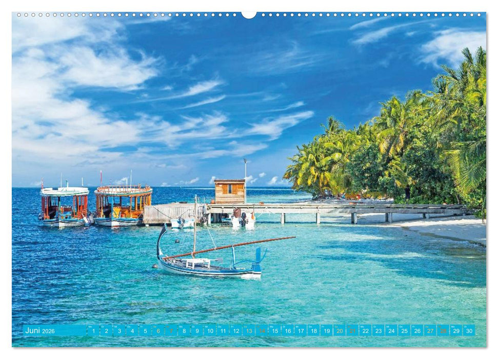 Die Malediven: Fluchtpunkt Sehnsucht (CALVENDO Premium Wandkalender 2026)