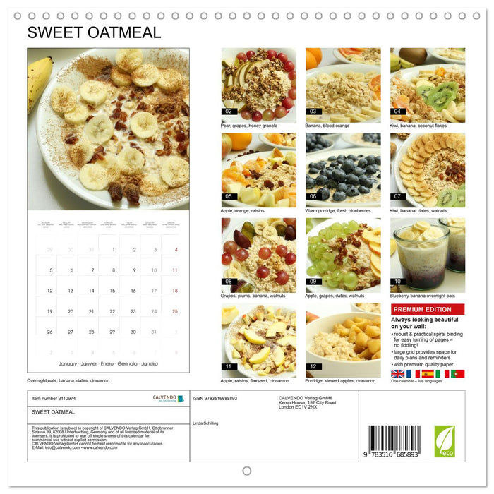 SWEET OATMEAL (CALVENDO Monthly Calendar 2026)