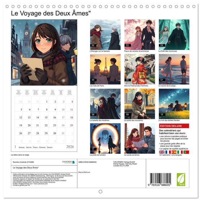 Le Voyage des Deux Âmes" (CALVENDO Calendrier mensuel 2026)