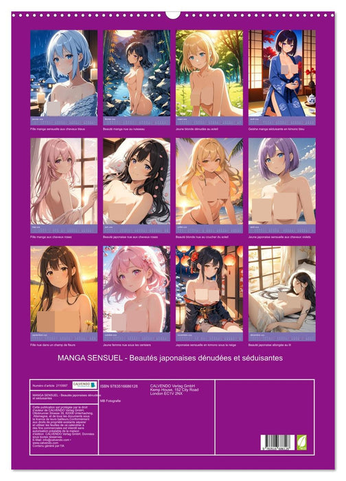 MANGA SENSUEL - Beautés japonaises dénudées et séduisantes (CALVENDO Calendrier mensuel 2026)
