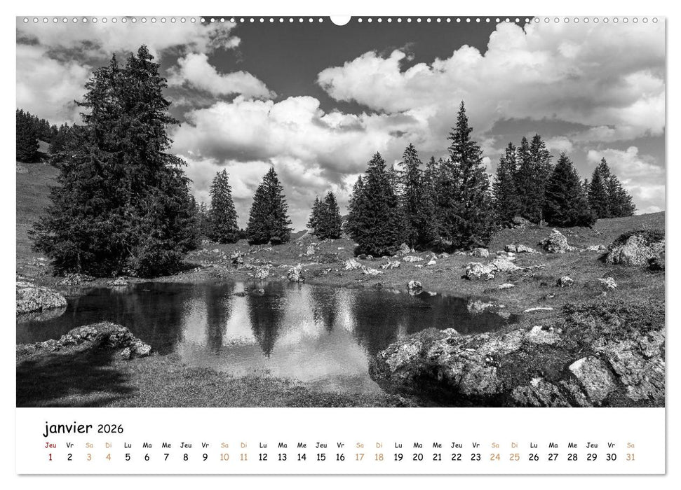 Terres de contraste – Une année en monochrome (CALVENDO Calendrier mensuel 2026)