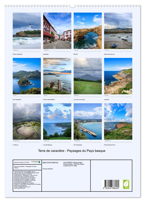 Terre de caractère - Paysages du Pays basque (CALVENDO Calendrier supérieur 2026)