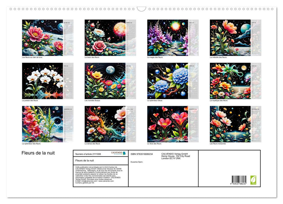 Fleurs de la nuit (CALVENDO Calendrier mensuel 2026)