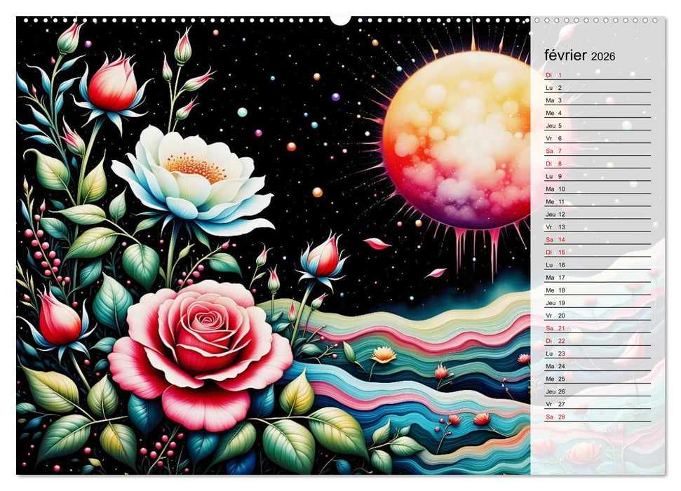 Fleurs de la nuit (CALVENDO Calendrier mensuel 2026)