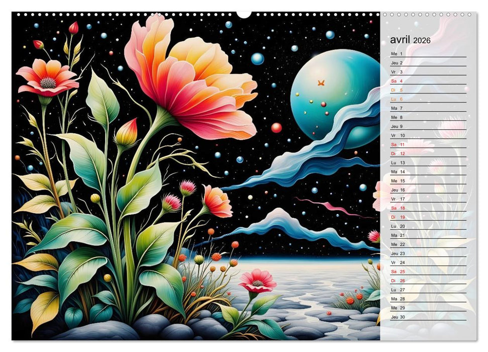 Fleurs de la nuit (CALVENDO Calendrier mensuel 2026)