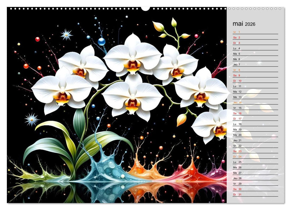 Fleurs de la nuit (CALVENDO Calendrier mensuel 2026)