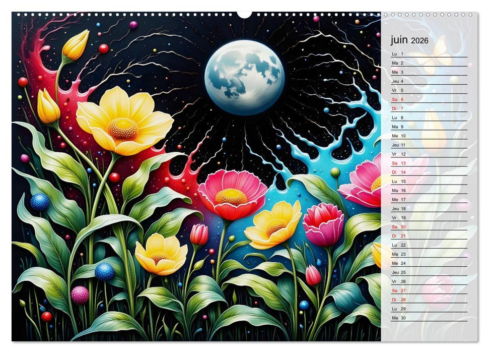 Fleurs de la nuit (CALVENDO Calendrier mensuel 2026)